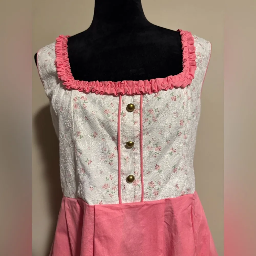 NWT Scarlet Darkness Pink and White Square Neckline Floral Dress size large - Image 2