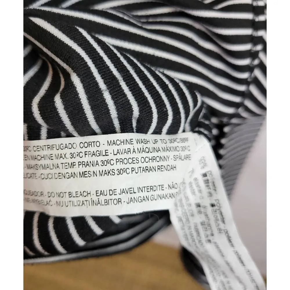 Zara Womens Dress Black Stripe Bodycon Boat Neck Half Sleeve Midi Career Work - Image 4