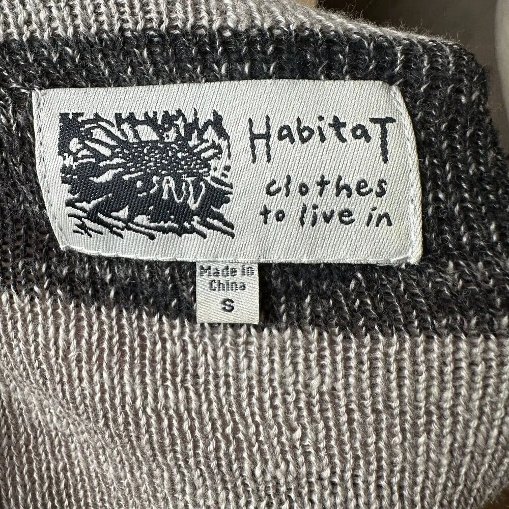 Habitat Linen Cotton Open Front Cardigan Jacket Small | Boho Striped Lagenlook - Image 7