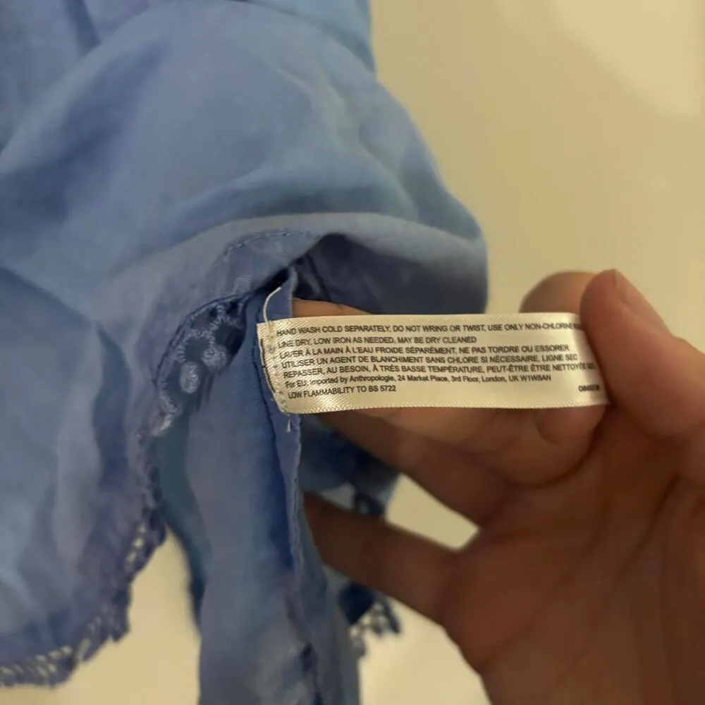 Anthropologie Lilia Blue Semi Sheer Racer ack Tank Top Blouse Coastal Beachy - Image 10