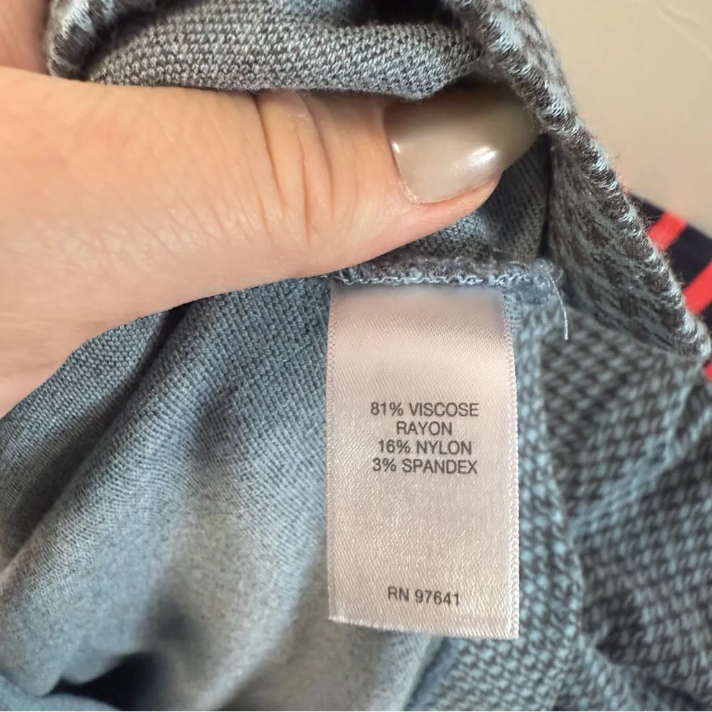 J. Jill Ponte Knit Shirt 3/4 Sleeves Houndstooth Brown Blue Scoop Neck Blouse M Size M - Image 7