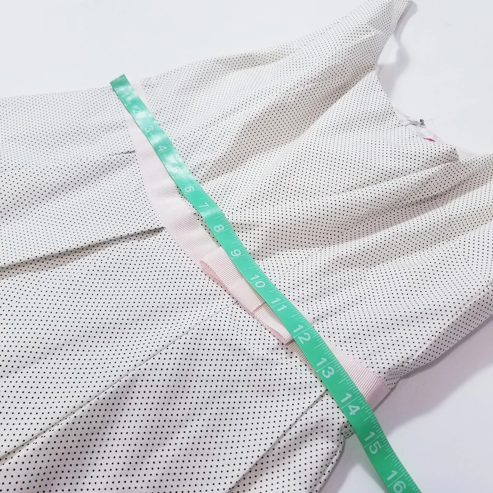 ABS by Allen Schwartz Polka Dots Pleated Fit & Flare Dress Pink Belted Bow White Size 8 - Image 6