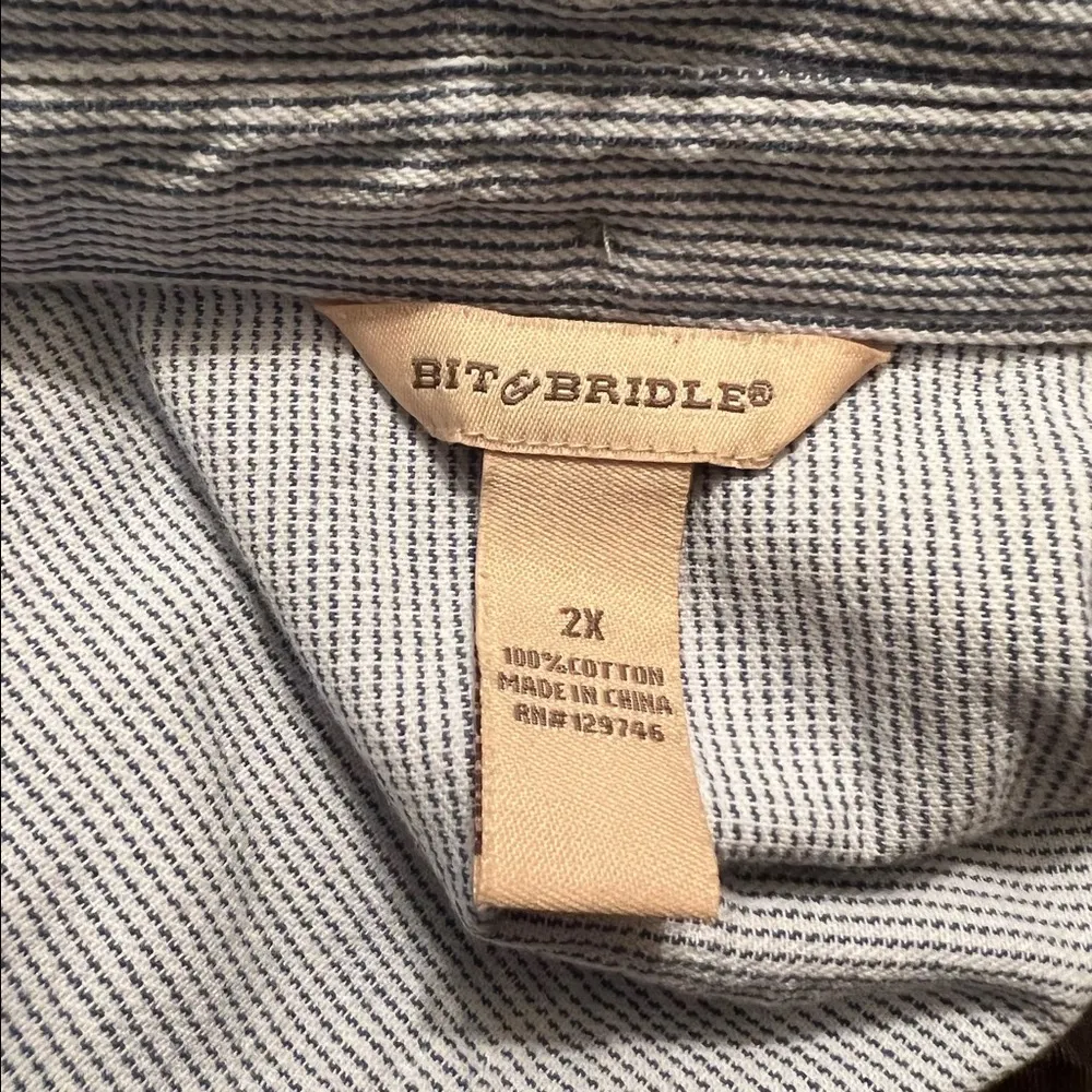 Pin strip button up Blue Size 2X - Image 4