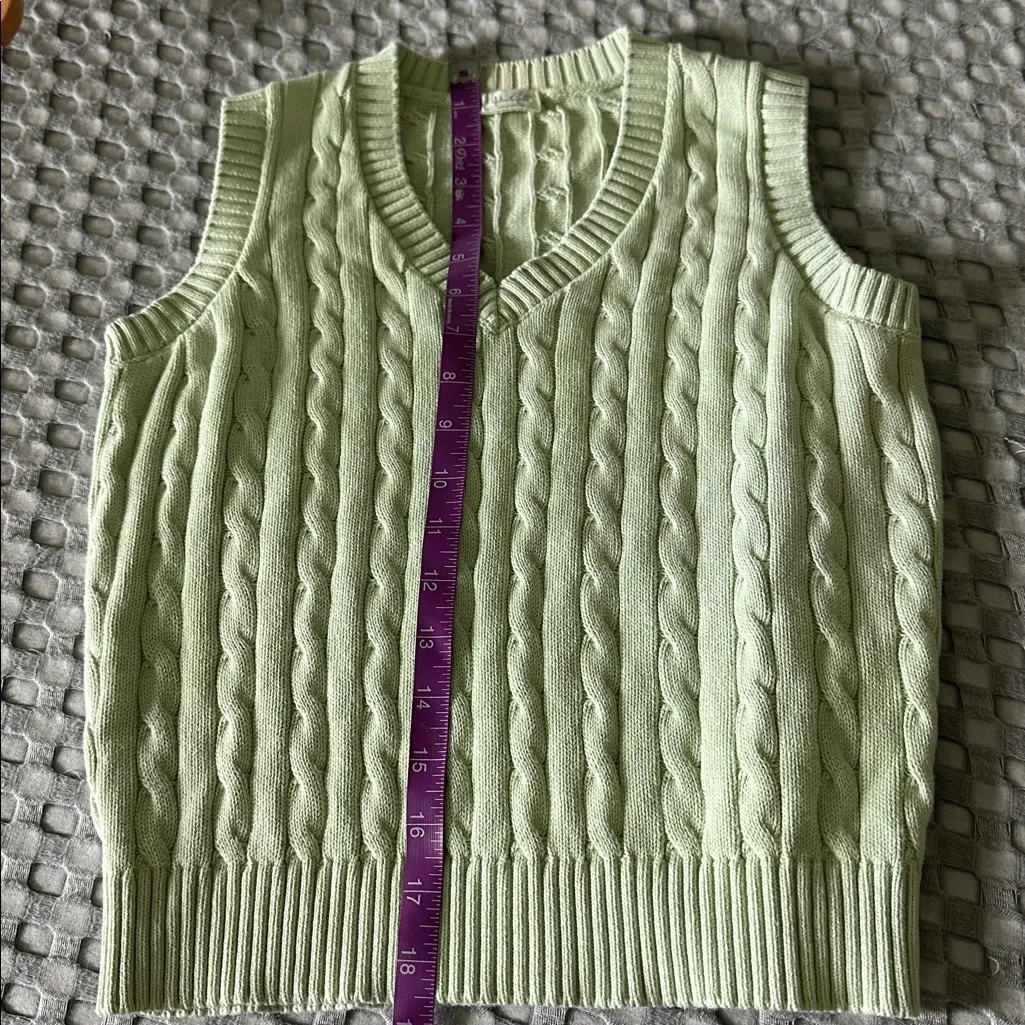John Galt Light Green Cable Knit Sweater Vest - Image 7