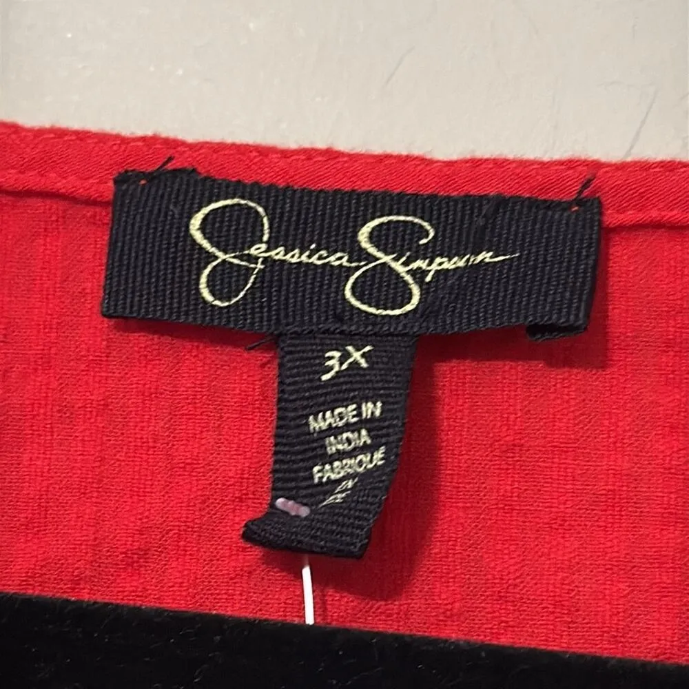 Jessica Simpson women’s size 3X red adrenaline rush  Button-Up v-neck Blouse nwt - Image 6