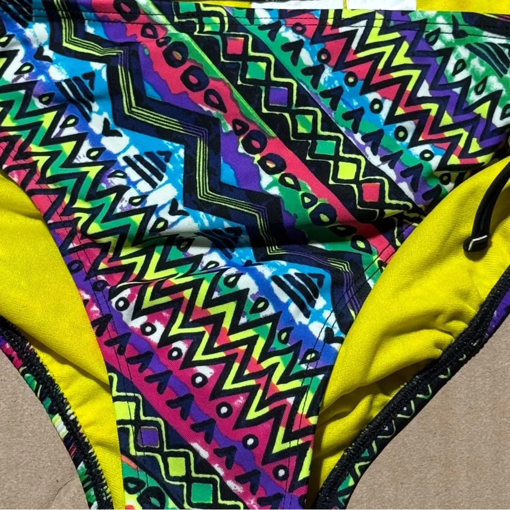 Women’s Large California Waves Multicolor Swim Bikini Bottom Adjustable Ties NWT - Image 2
