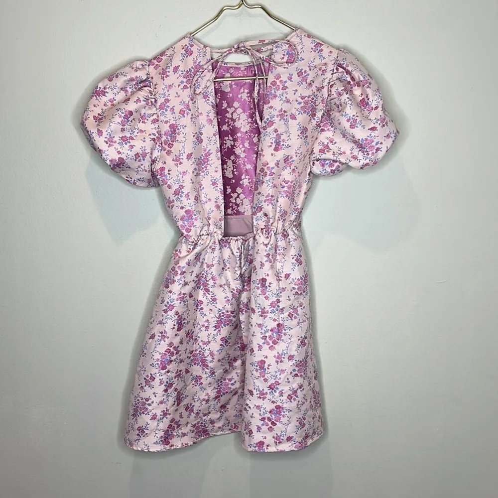 NWT Sister Jane Farm Flower Mini Dress Floral Puff Sleeve Open Back Small‎ - Image 8