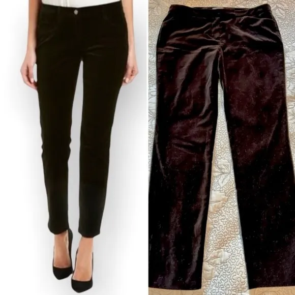 BROOKS BROTHERS 346 Natalie Fit Women’s Black Velvet Straight Leg Slacks Sz 8 - Image 2