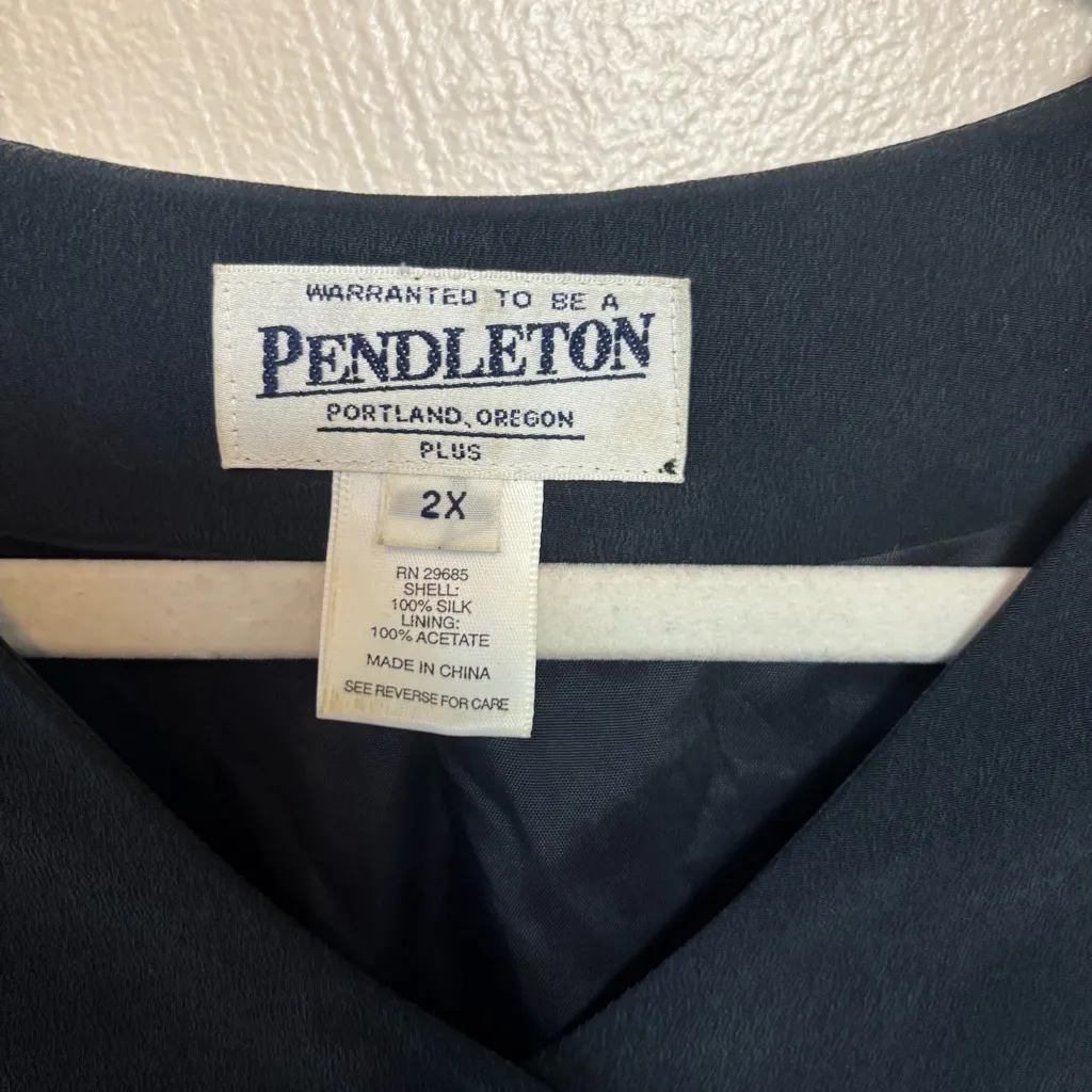 Vintage Pendleton Womens Jacket Silk Emboidered Button Up‎ Shirt Beaded Lined 2X - Image 3