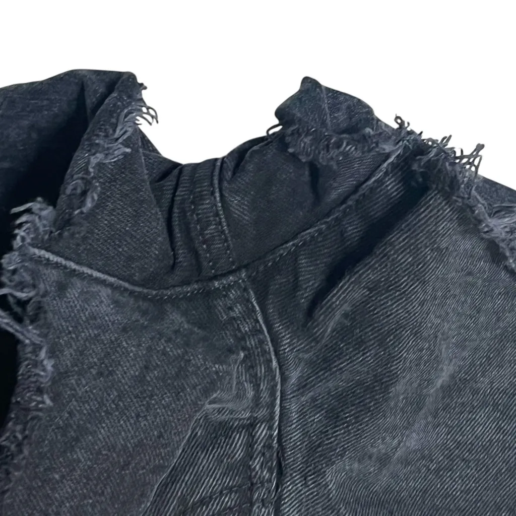 RE/DONE 70s High Rise Shorts Women’s 29 Broken Black Distressed Button Fly - Image 6