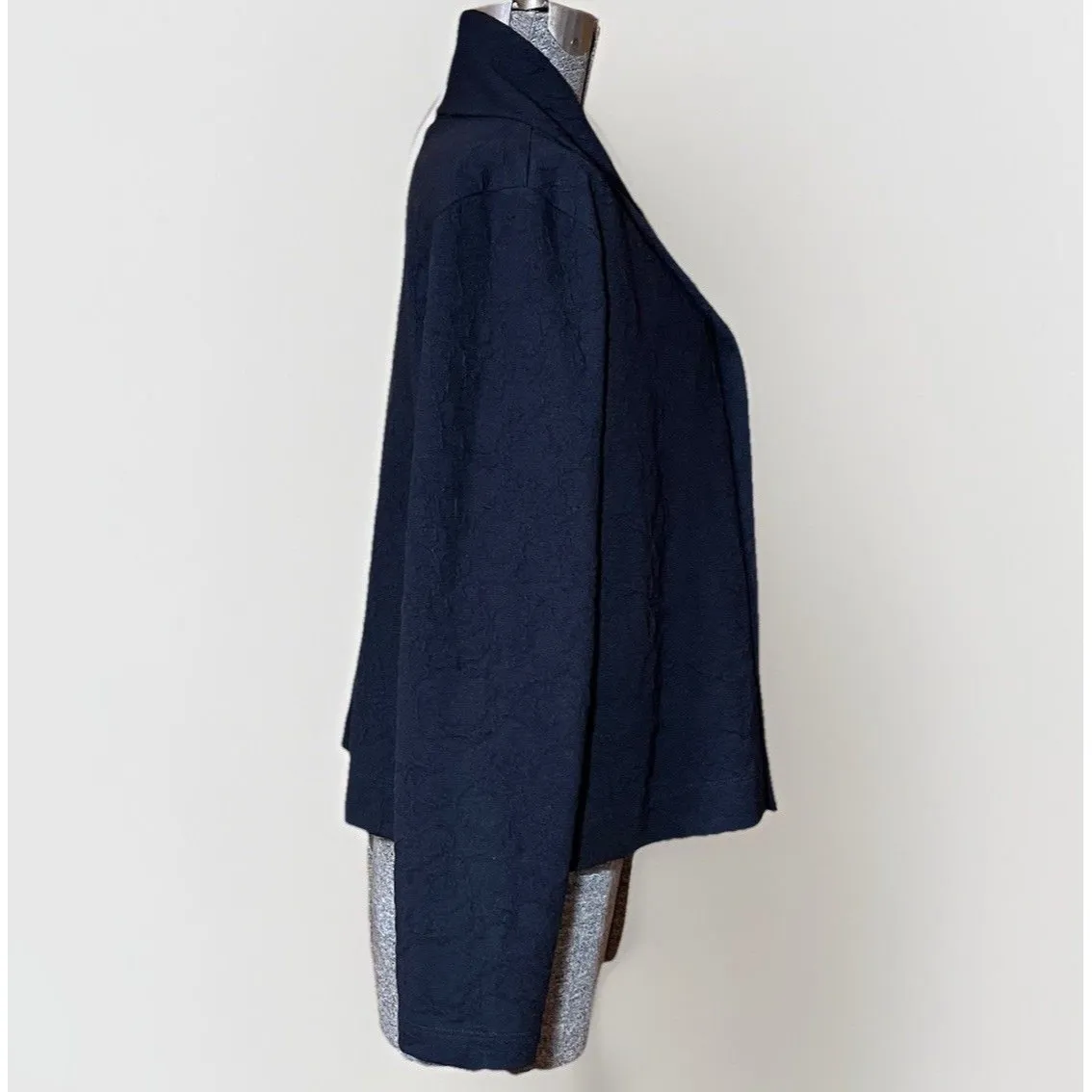 Chalet Black Open Front Textured Knit Cardigan Jacket Drape Layering Top Large - Image 2