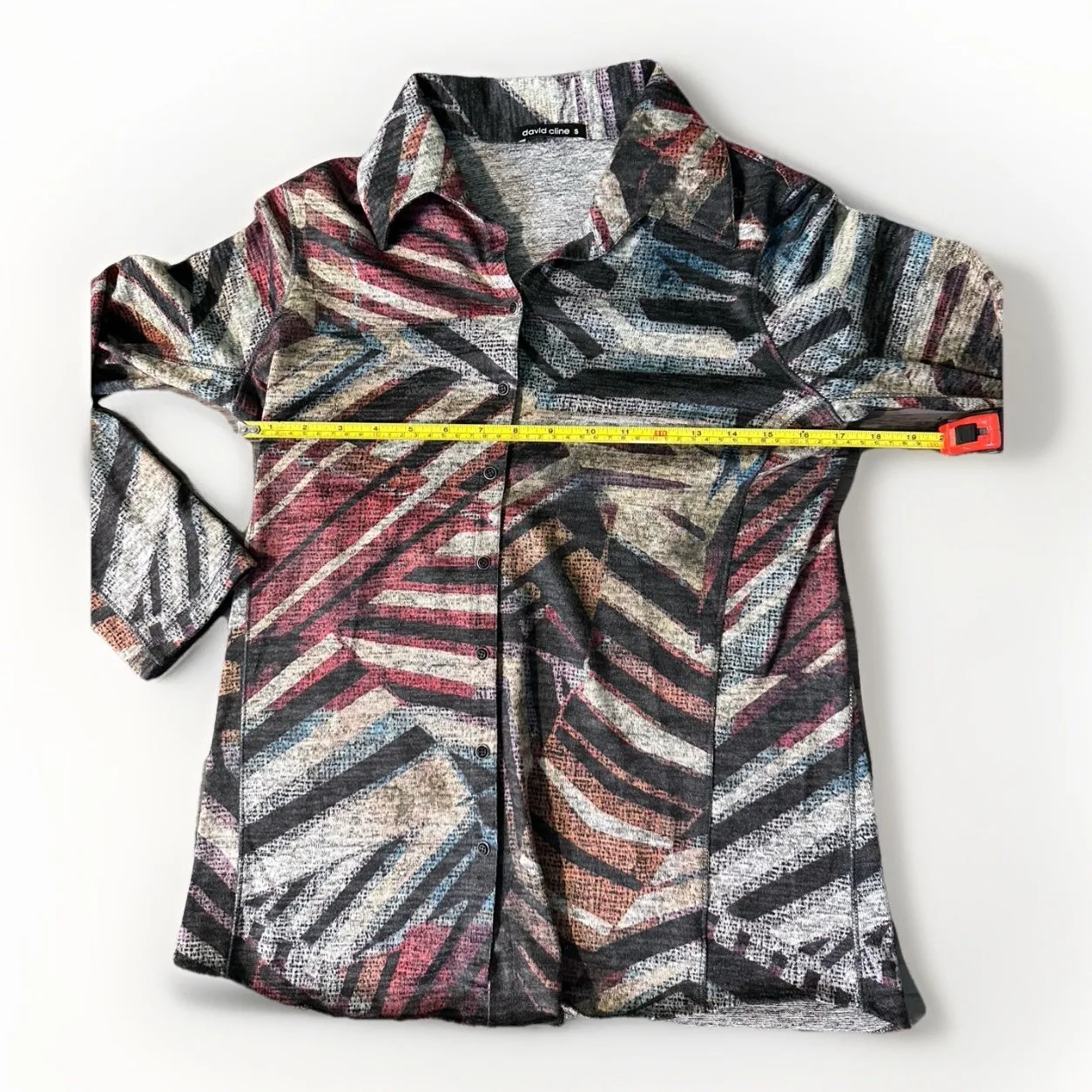 David Cline Long Sleeve Crushed Bright Shirt Powder Blouse USA S - Image 8