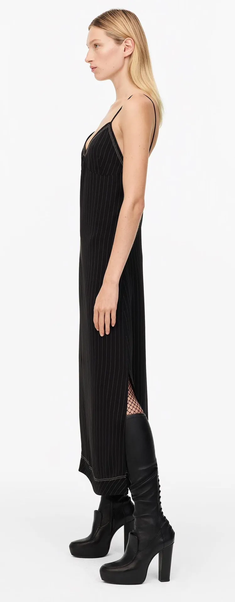 Black Striped Limited Edition Slip Midi Dress - Image 3
