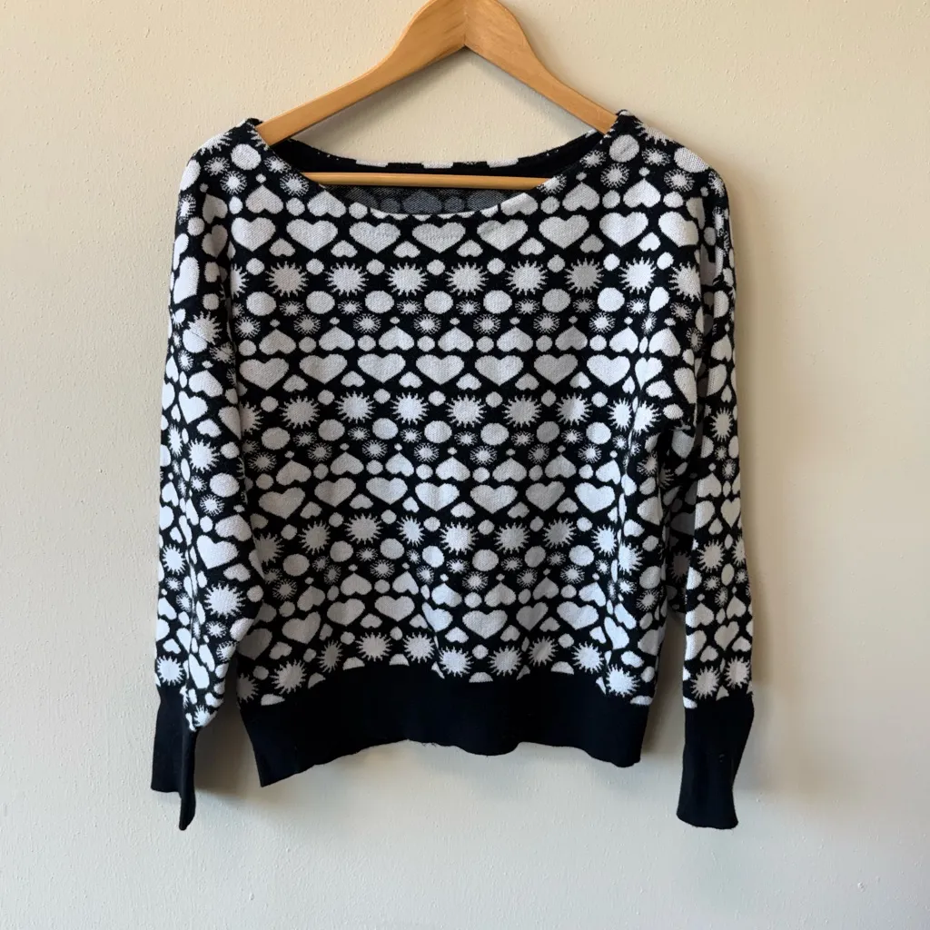 Anthropologie Maeve Boat Neck Black and White Printed Knit Sweater - Image 3