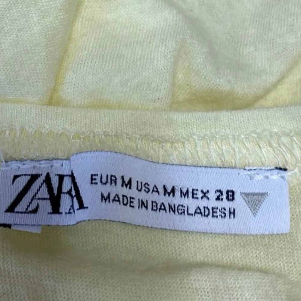 Zara Women's Yellow Short sleeve Crew Neck Slim Fit Crop Tee T-shirt Top Size M - Image 3