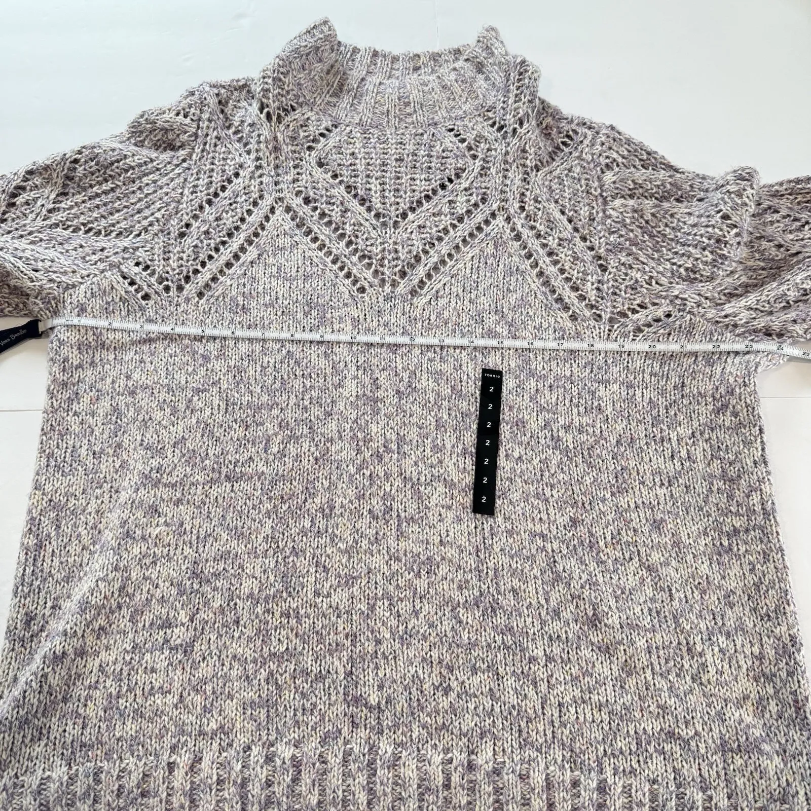 NWT Torrid Purple Space dye Pullover Turtleneck Pointelle Sweater‎ Size 2X - Image 10