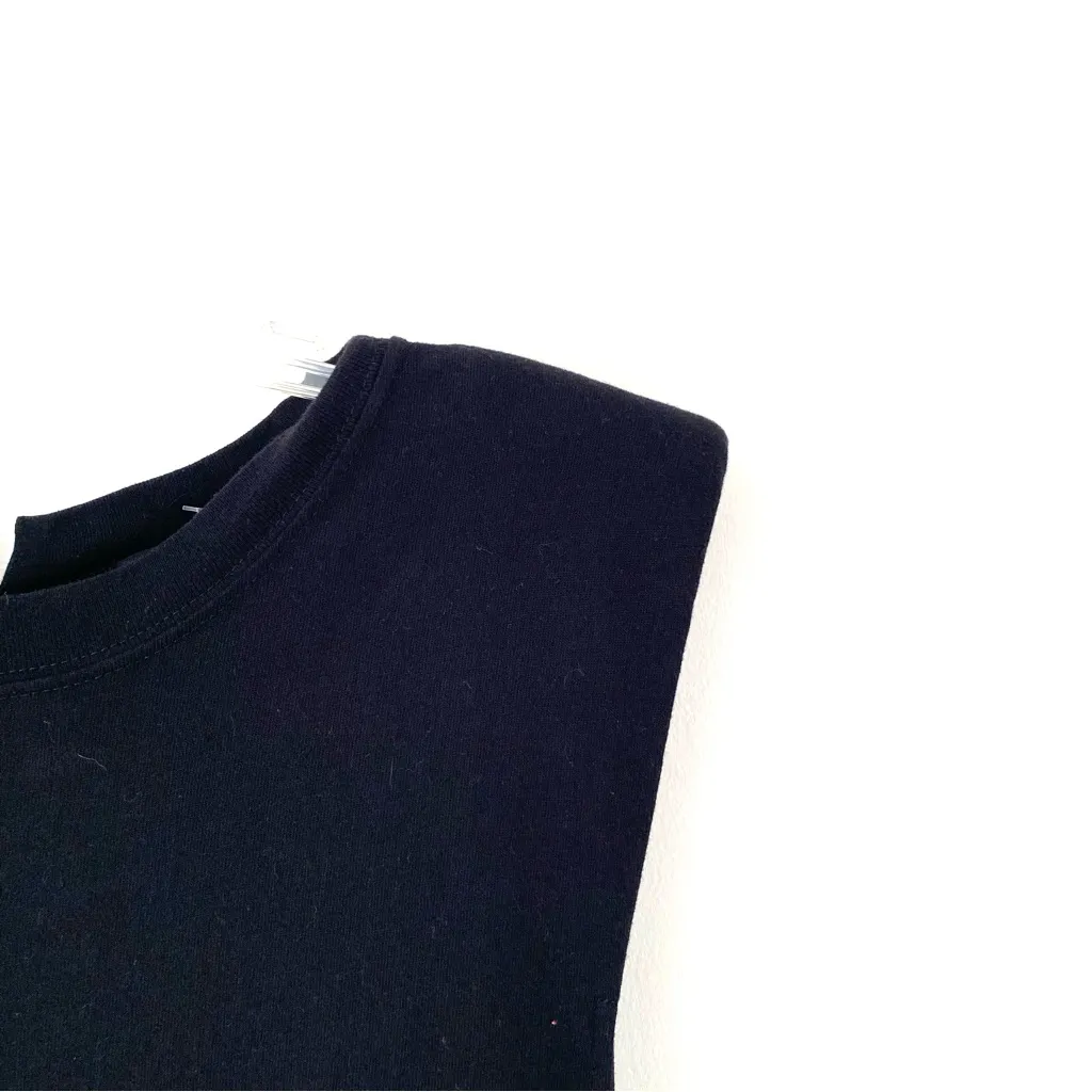 NBD Frankie Black Romper size medium Padded Shoulders Drawstring Waist - Image 4