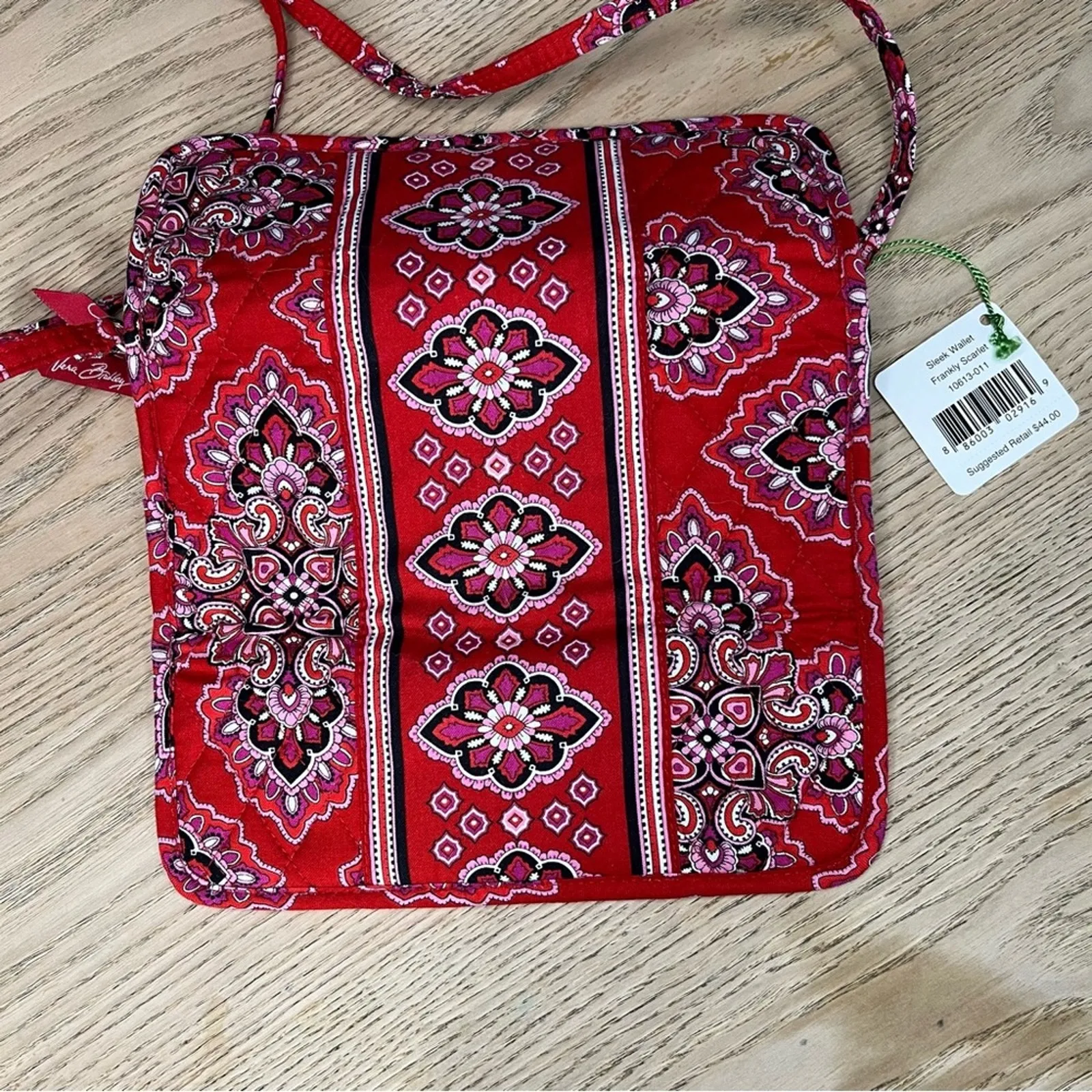 NWT Vera Bradley Sleek Wallet Frankly Scarlett Crossbody Red Navy - Image 7