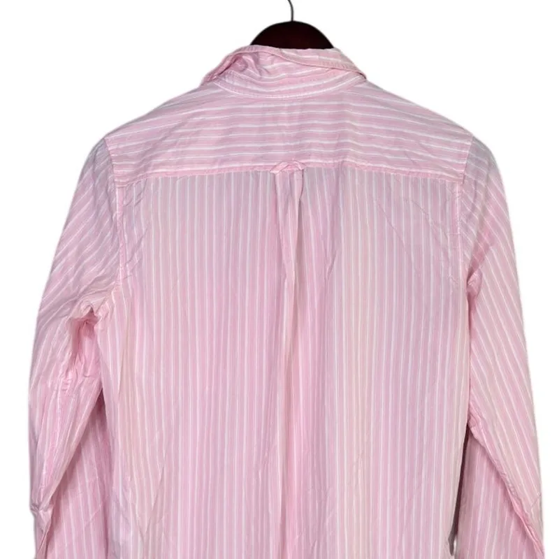 J. Crew Classic Fit Thomas Mason® Striped Button Down Collard Shirt 8 Pink White - Image 5