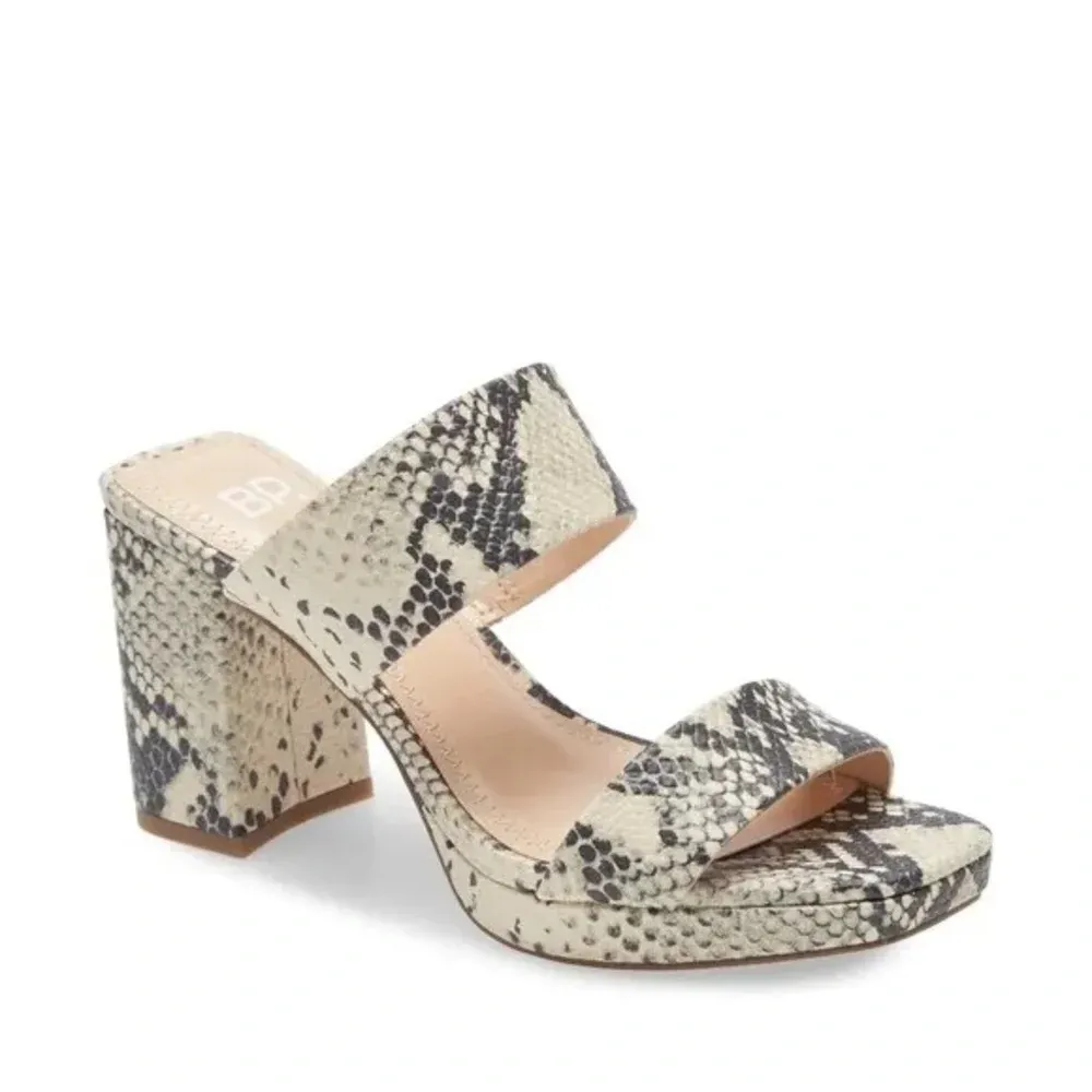 BP Karly Sandals Block Heel Snake Crocodile Print Platform Slide Size‎ 9 - Image 9