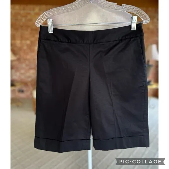 NWT WHBM City Shorts Sateen 9” Length Twill Black Sz 2 Dressy Glam Chic Long - Image 2