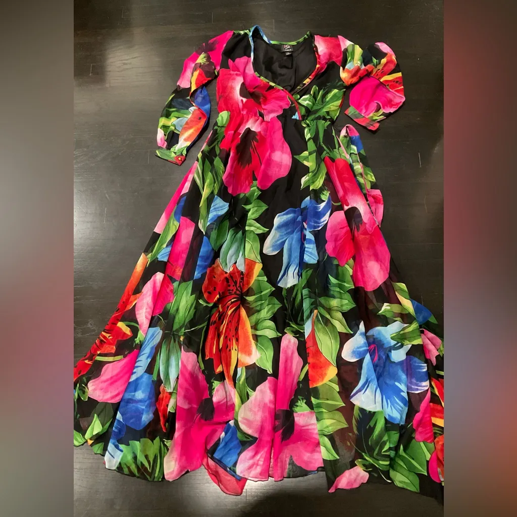 NWOT STUDIO EY LONG FLORAL FLOWY DRESS Size M - Image 4