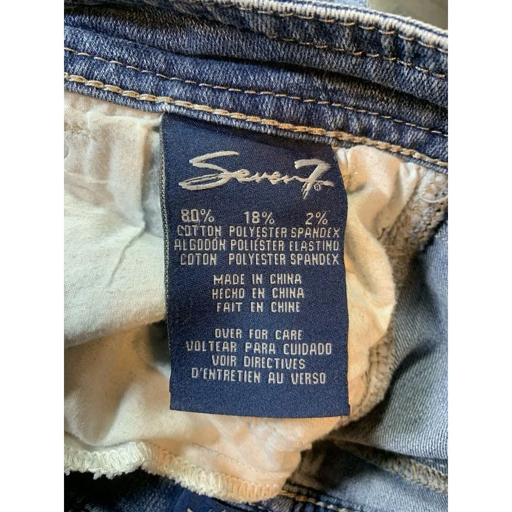 7 For All Mankind Cropped Jeans Womens Size 16 36x22 Embroidered Pockets‎ READ - Image 5