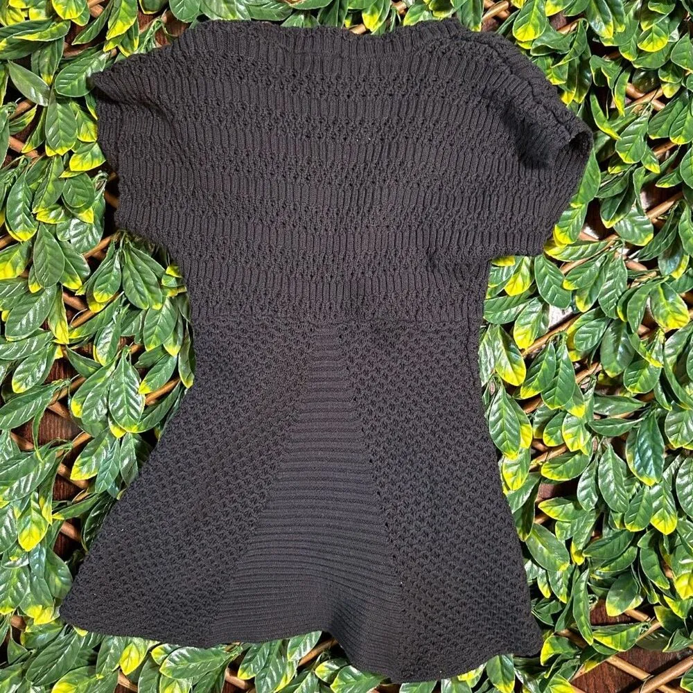 Vintage Calvin Klein Jeans Black Crochet Top Size Medium - Image 2