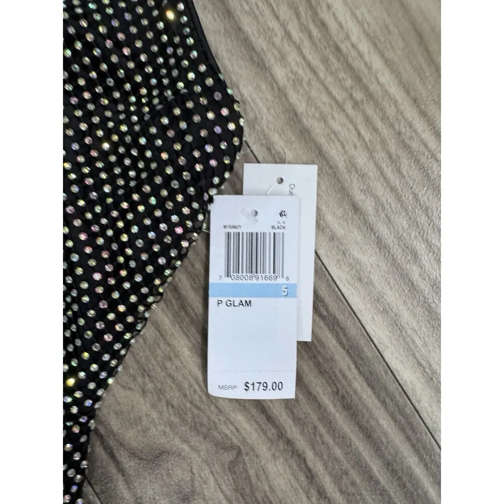 Say Yes to the Prom Embellished Sleeveless Strappy Gown  Juniors' 5 Black Slit - Image 9