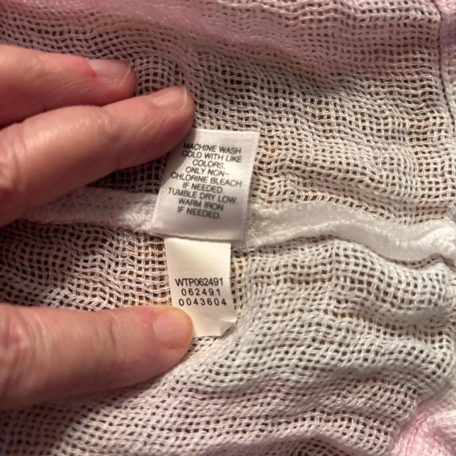 Pure Jill Linen Top 3/4 Sleeve Pink & White Women's Size XS Cropped Beach Boho - Image 5