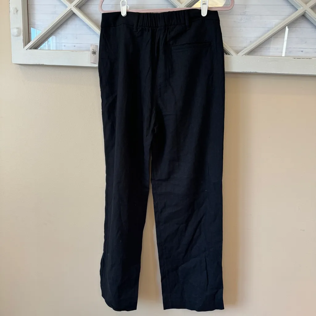 Old Navy Pants Womens Medium‎ High-Waisted Linen Blend Straight Zip Dress Pants - Image 3