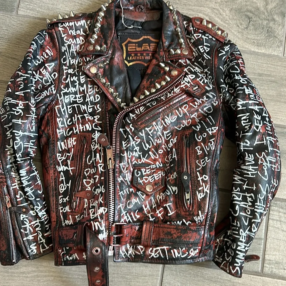 Class leather wear painted jacket Black Size XXS - Image 2