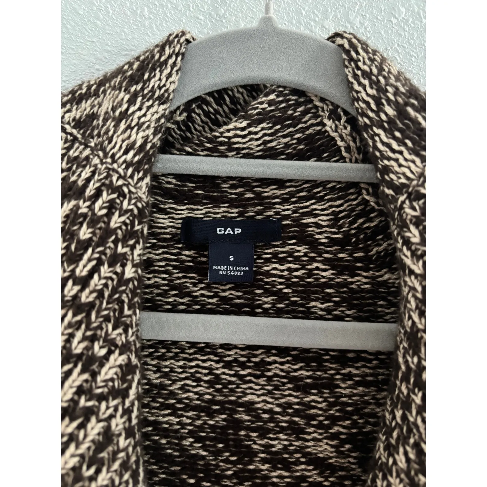 Vintage Gap Cardigan Womens Small Brown Wrap Chunky Knit Y2K Ski Academia Thick - Image 3