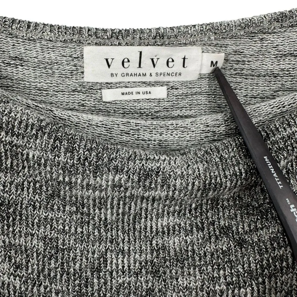 Velvet by Graham & Spencer Silver Metallic Draped Neck Sweater Size Medium - Image 3