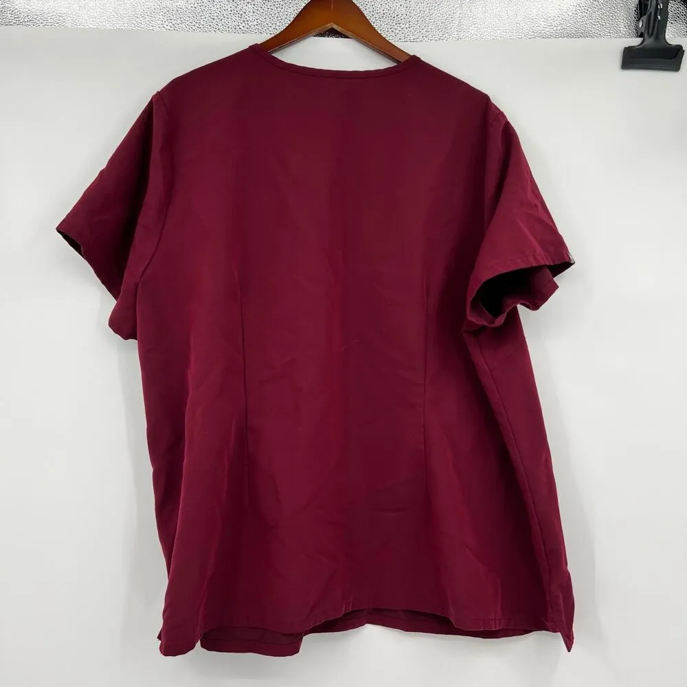 Figs plus size 5X Catarina One Pocket Scrub Top burgundy classic fit uniform - Image 3