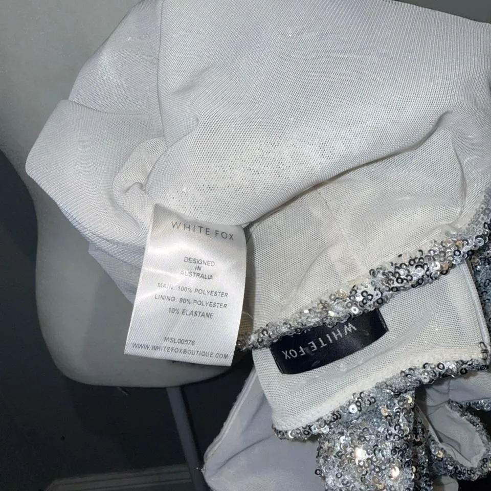 White Fox Let's Have a Party Mini Dress Silver Medium - Image 5