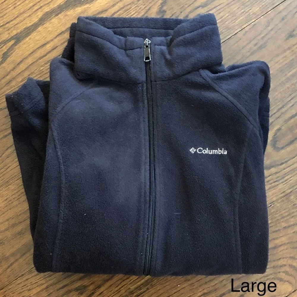COLUMBIA Women’s Black Full Zipper Fleece Sweatshirt  Zip Pockets Size Large - Image 2