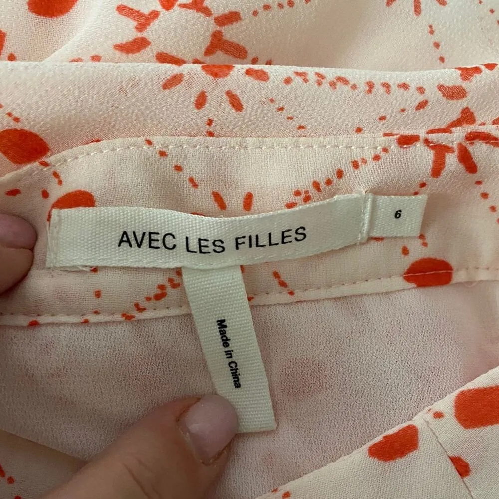 Avec Les Filles Constellation Pleated Sheer Fully Lined Skirt Women's sz. 6 - Image 4