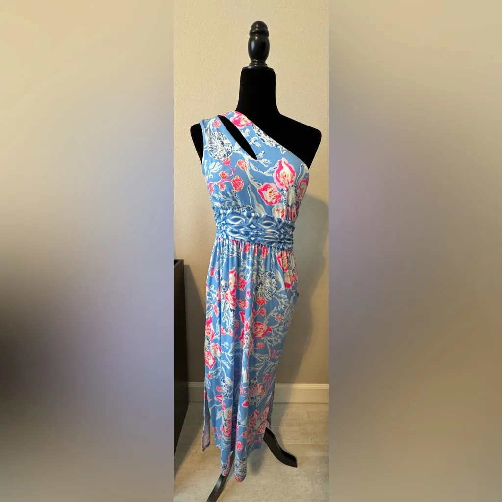 NWT Lilly Pulitzer Helina One-Shoulder Midi Dress Multi Bahamian Rhapsody Size M - Image 3