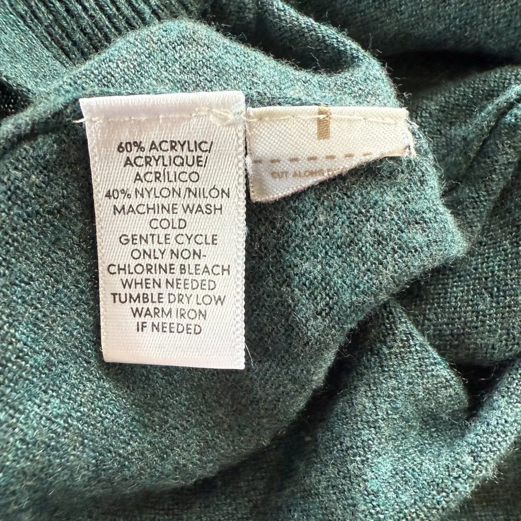 LOFT green long sleeve soft stretchy v-neck pullover sweater women's size small - Image 7