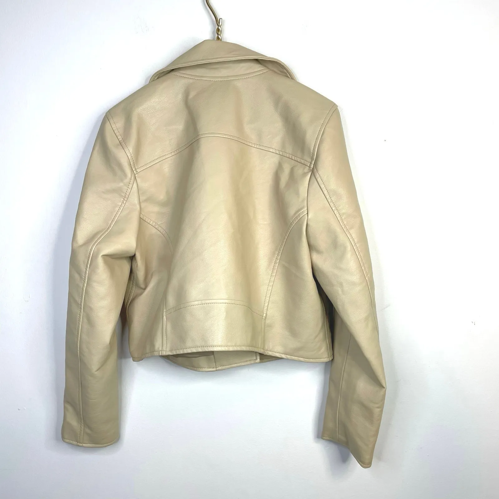 Abercrombie & Fitch Vegan Faux Leather Moto Motorcycle Jacket Womens L New NWT - Image 9