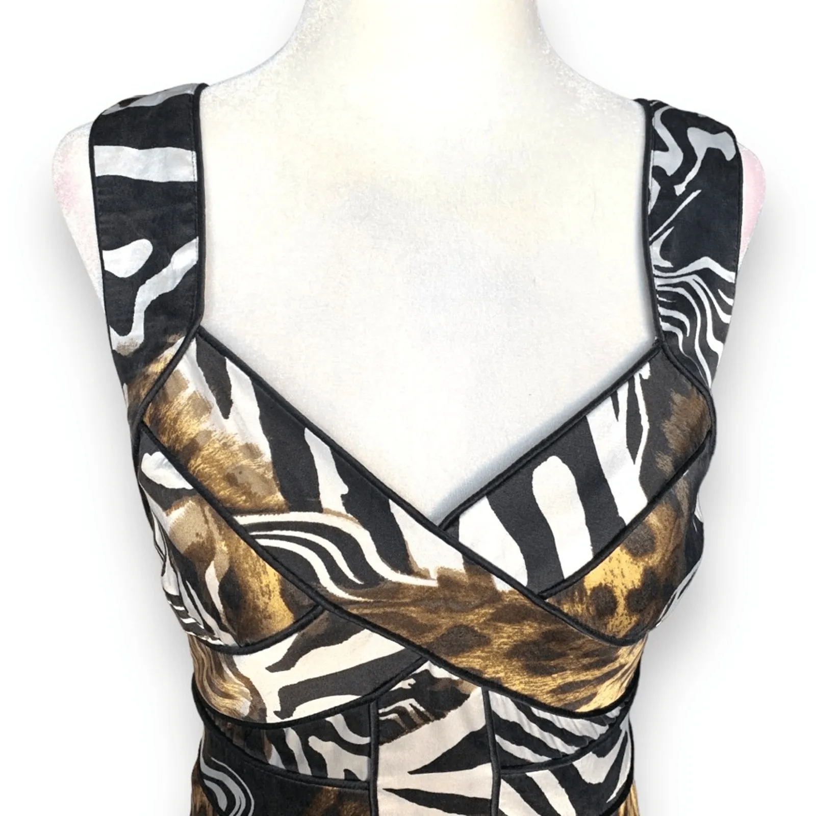 Vintage Y2K Cache Silk Animal Print Bustier Tank Top Zebra Leopard Clubwear XS - Image 3