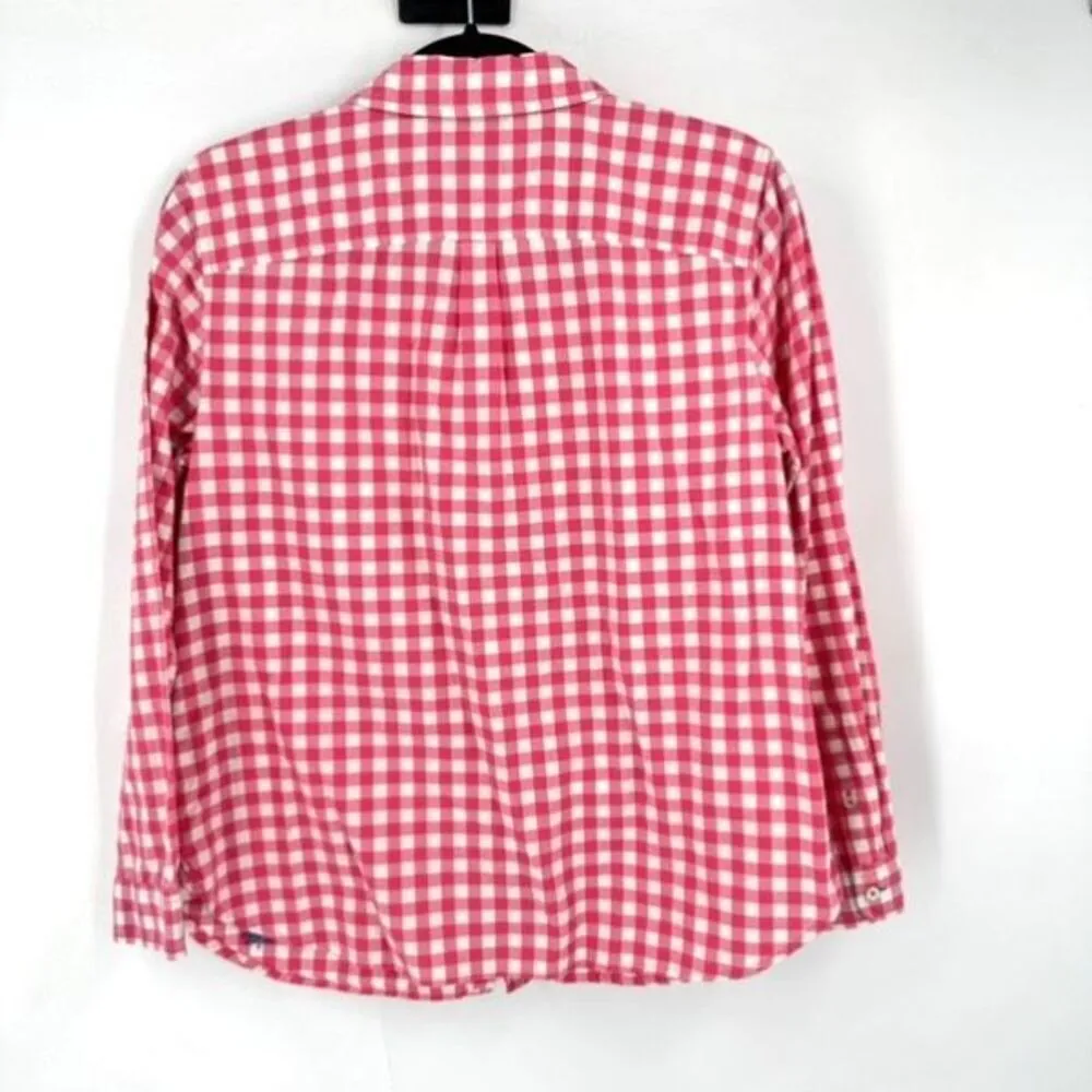 Talbots Pink Check Plaid Button Down Medium Pet Chore Barn Country 100% cotton‎ - Image 2