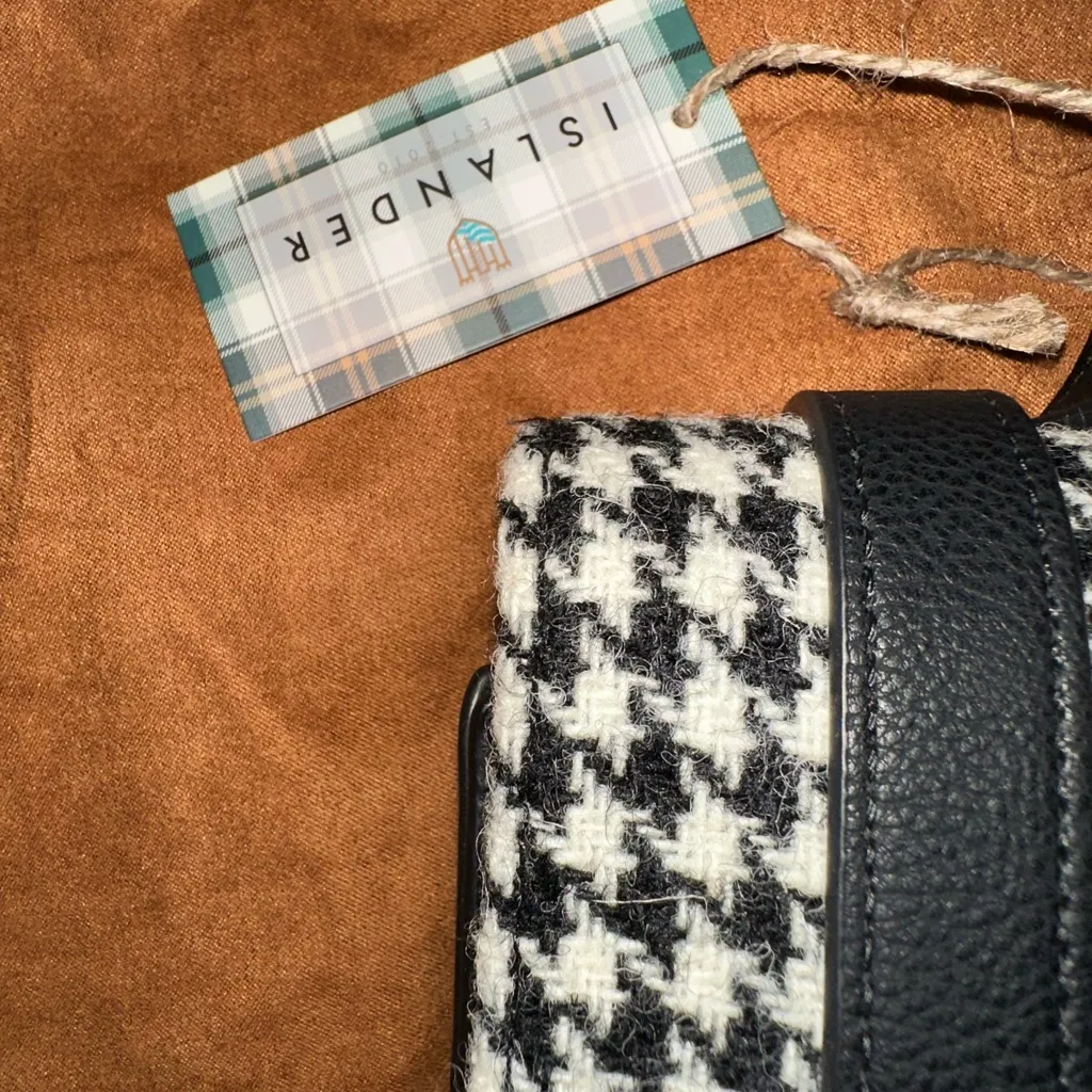 The Islander UK Harris Tweed Houndstooth Leather Backpack Satchel – NWT Black - Image 5