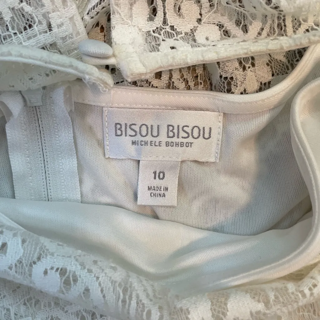 Bisou Bisou Lace Handkerchief Hem High Low Flowy Dress Size 10 - Image 6