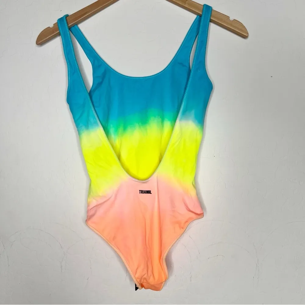 TRIANGL Ombre Rainbow One Piece Low Back Swim Suit NWT Blue Size XS - Image 4