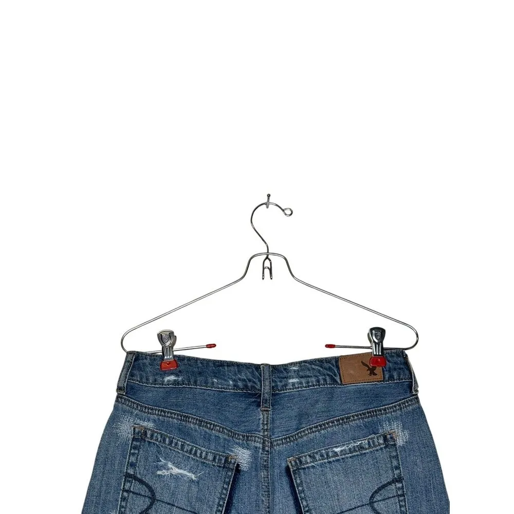 American Eagle Women's Mini Skirt A-Line Button Fly Distressed‎ Lined Denim 4 - Image 7