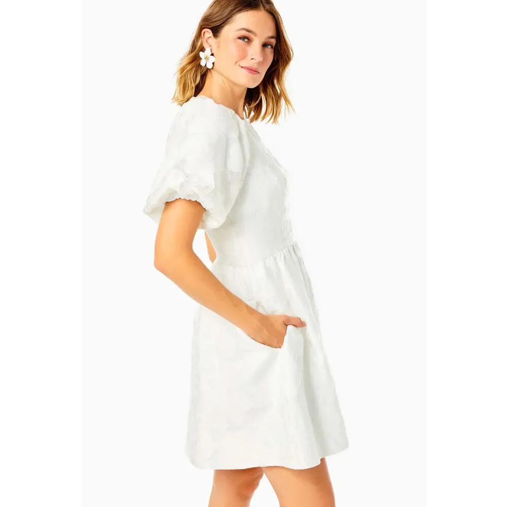 Lilly Pulitzer Knoxlie Silk Blend Organza Bloom Jacquard in Resort White Size 12 - Image 3