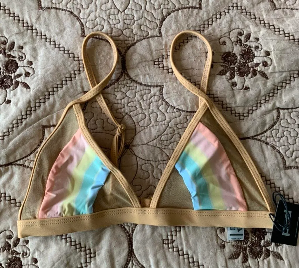 Pacific & Driftwood Nude Mesh Cut Out Bikini Top - Image 2