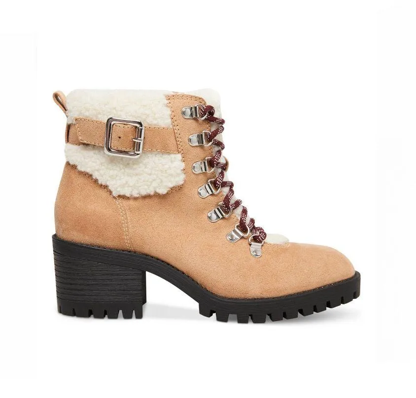 Tan Lug Sole Faux Fur Hiker Boots 9.5 - Image 2